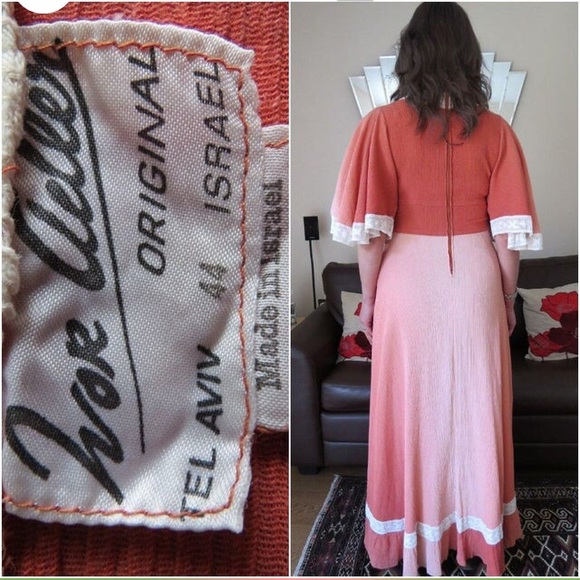 Two-Tone Peachy Vintage Maxi Dress Ivor Allen - Picture 3 of 4